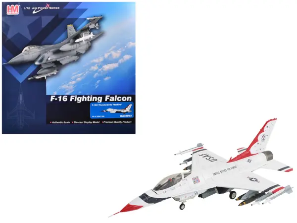 Lockheed F-16C Fighting Falcon Fighter Aircraft "No.10 Thunderbirds Warbird" United States Air Force "Air Power Series" 1/72 Diecast Model by Hobby Master #1