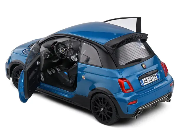 2022 Fiat 695 Abarth "Tributo 131 Rally" Podium Blue Metallic with Black Side Stripes 1/18 Diecast Model Car by Solido #4
