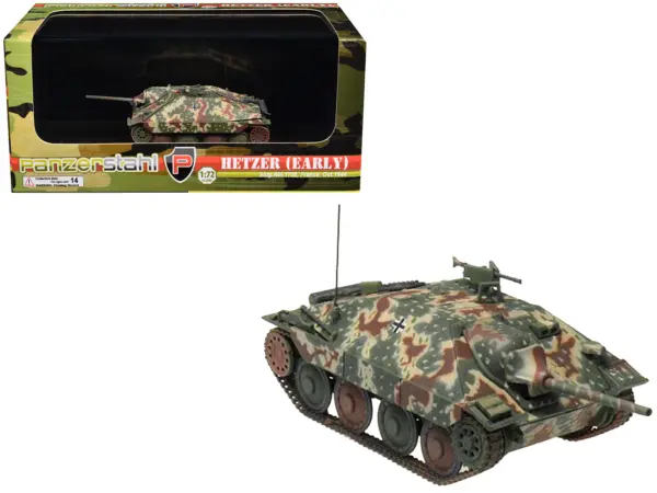 Hetzer (Early) Tank Destroyer "StuG.Abt 1708 France" (1944) German Army 1/72 Diecast Model by Panzerstahl #1