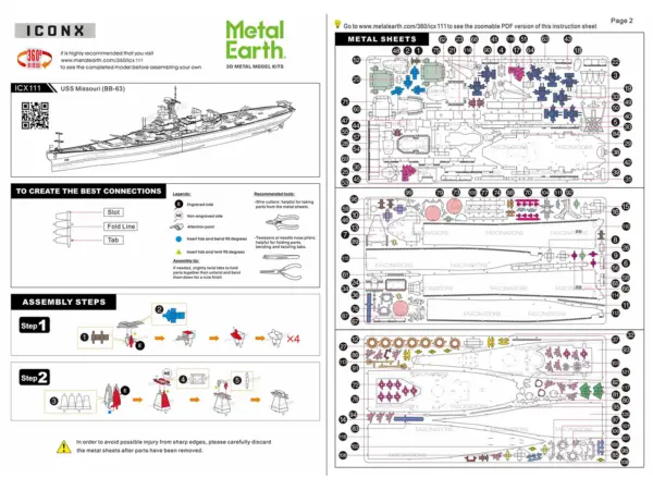 Model Kit USS Missouri (BB-63) Navy Battleship (Challenging Difficulty) Steel Model by Metal Earth #5
