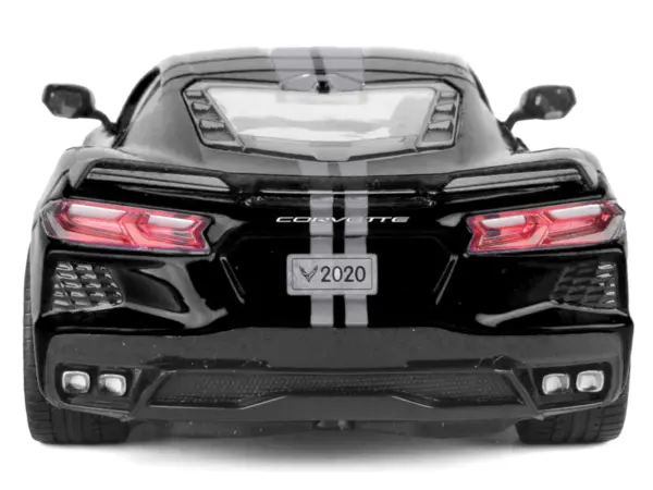 2020 Chevrolet Corvette C8 Stingray Black with Silver Stripes "Timeless Legends" Series 1/24 Diecast Model Car by Motormax #5