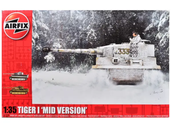 Level 3 Model Kit Tiger I "Mid Version" Tank with 2 Scheme Options 1/35 Plastic Model Kit by Airfix #1