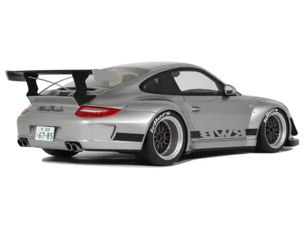 2024 Porsche 911 RWB Abu Silver Metallic with Black Hood 1/18 Model Car by GT Spirit #5