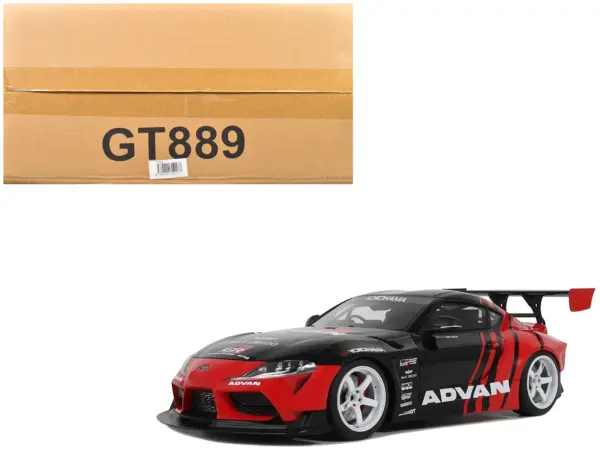 2020 Toyota Supra GR RHD (Right Hand Drive) "Advan" Black and Red 1/18 Model Car by GT Spirit #1