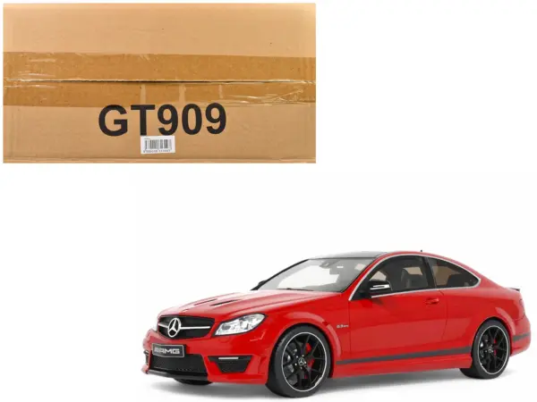 2014 Mercedes-Benz C63 AMG Red with Black Top 1/18 Model Car by GT Spirit #1