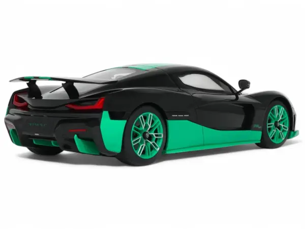 2023 Rimac Nevera Black with Green Stripes 1/18 Model Car by GT Spirit #5