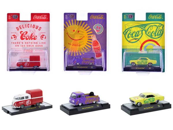 "Coca-Cola" Set of 3 pieces Release 53 Limited Edition to 10000 pieces Worldwide 1/64 Diecast Model Cars by M2 Machines #1