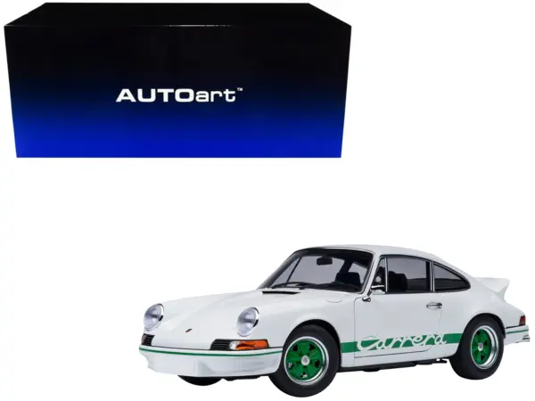 Porsche 911 Carrera 2.7 RS Grand Prix White with Green Stripes and Wheels 1/18 Model Car by Autoart #1