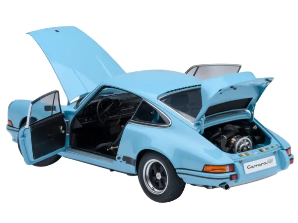 Porsche 911 Carrera 2.7 RS Gulf Blue with Black Stripes and Wheels 1/18 Model Car by Autoart #2