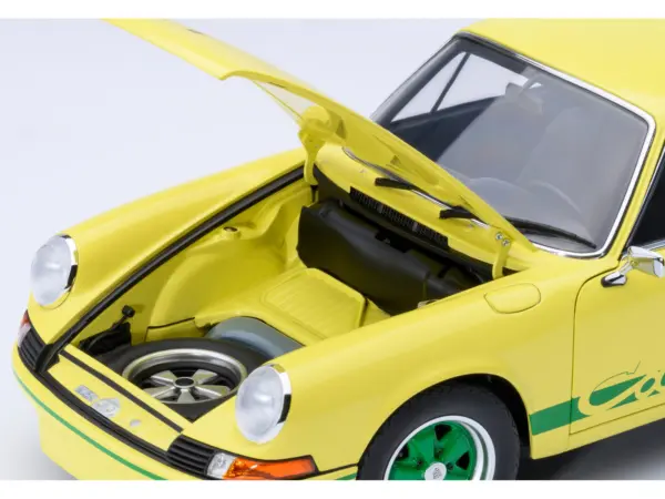 Porsche 911 Carrera 2.7 RS Light Yellow with Green Stripes and Wheels 1/18 Model Car by Autoart #3