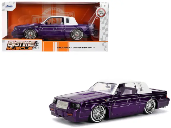 1987 Buick Grand National Candy Purple with Graphics and White Top and Interior "Bigtime Muscle" Series 1/24 Diecast Model Car by Jada #1