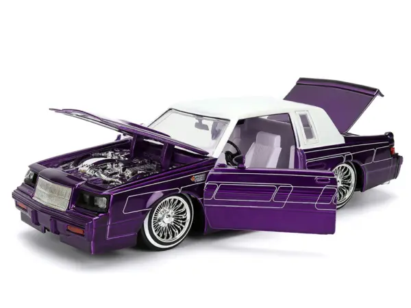 1987 Buick Grand National Candy Purple with Graphics and White Top and Interior "Bigtime Muscle" Series 1/24 Diecast Model Car by Jada #2
