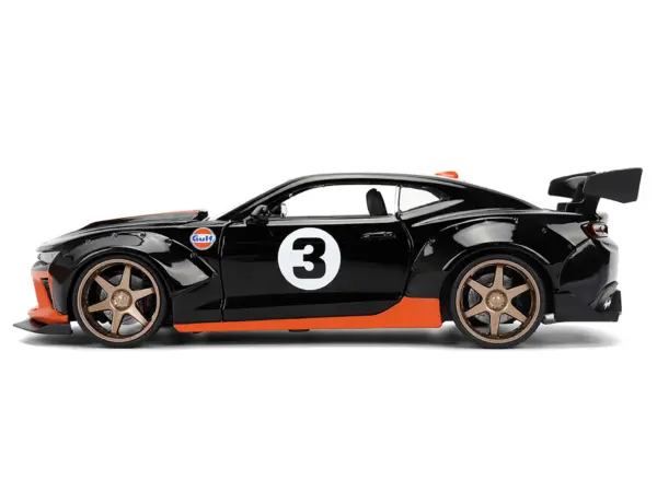 2016 Chevrolet Camaro #3 "Gulf Oil" Black with Orange Stripe "Wide Body" Series 1/24 Diecast Model Car by Jada #3