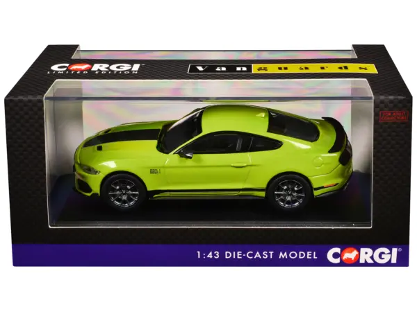 Ford Mustang Mk6 Mach 1 RHD (Right Hand Drive) Grabber Yellow with Black Stripes "Vanguards" Series 1/43 Diecast Model Car by Corgi #3