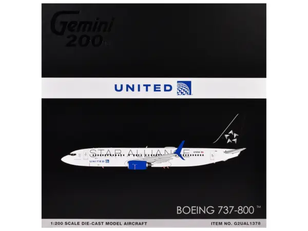 Boeing 737-800 Commercial Aircraft "United Airlines Star Alliance" (N76516) White with Black Tail "Gemini 200" Series 1/200 Diecast Model Airplane by GeminiJets #3