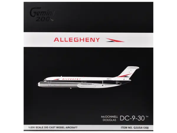 McDonnell Douglas DC-9-30 Commercial Aircraft "Allegheny Airlines" (N967VJ) White with Blue Stripes "Gemini 200" Series 1/200 Diecast Model Airplane by GeminiJets #3