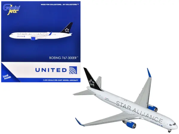 Boeing 767-300ER Commercial Aircraft "United Airlines Star Alliance" (N76516) White with Black Tail 1/400 Diecast Model Airplane by GeminiJets #1