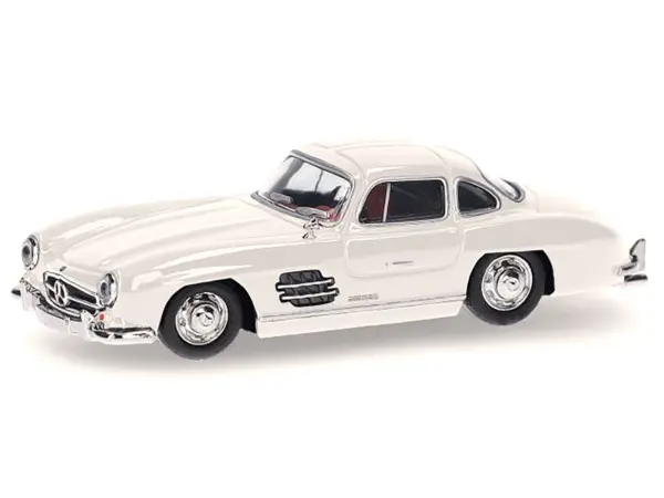 Mercedes-Benz 300 SL Gullwing White with Red Interior 1/87 (HO) Plastic Model Car by Promotex #2