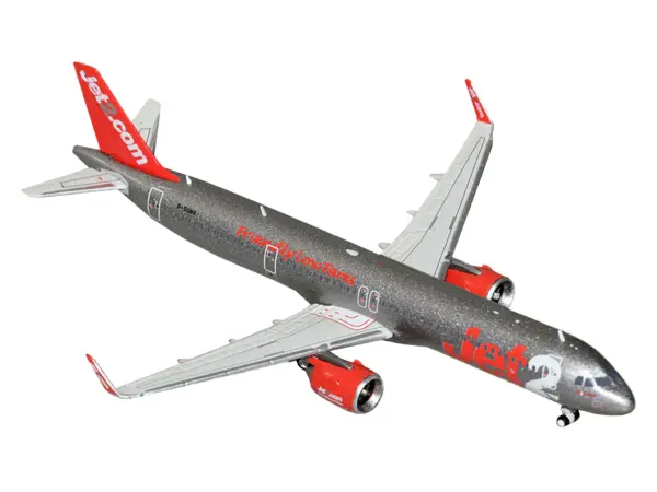 Airbus A321neo Commercial Aircraft "Jet2" (G-SUNO) Gray Metallic with Red Tail 1/400 Diecast Model Airplane by GeminiJets #2