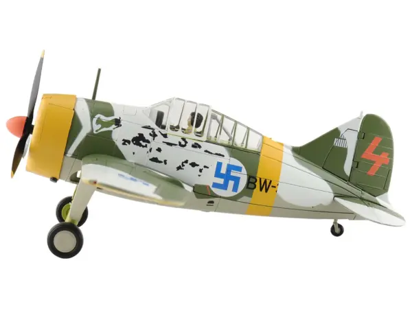 Brewster F2A Model 239 "Buffalo" Fighter Aircraft "BW364 LeLv 24 flown by Warrant Officer Ilmari Juutilainen" (1942) Finnish Air Force "Air Power Series" 1/48 Diecast Model by Hobby Master #2