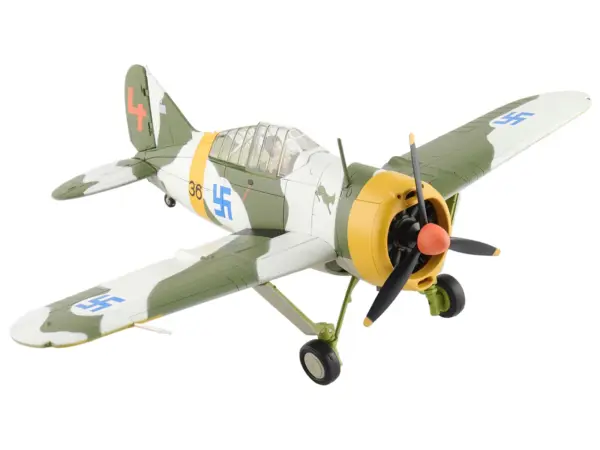 Brewster F2A Model 239 "Buffalo" Fighter Aircraft "BW364 LeLv 24 flown by Warrant Officer Ilmari Juutilainen" (1942) Finnish Air Force "Air Power Series" 1/48 Diecast Model by Hobby Master #5