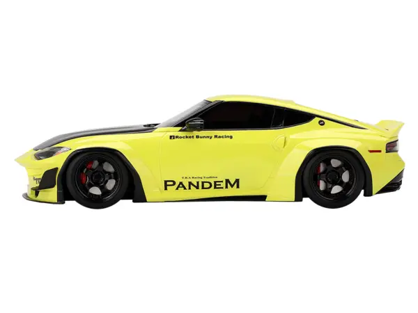 Nissan Z (RZ34) "Pandem" Ikazuchi Yellow with Matt Black Hood 1/18 Model Car by Top Speed #3
