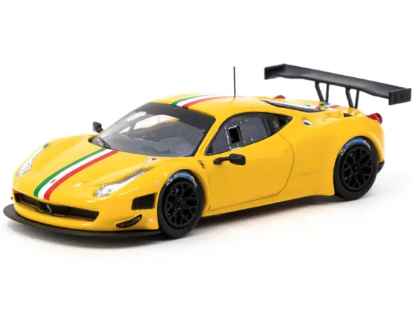 Ferrari 458 Italia GT3 Yellow with Italian Flag Stripes "Road64" Series 1/64 Diecast Model Car by Tarmac Works #2
