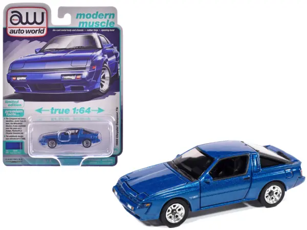 1988 Chrysler Conquest TSi Bright Blue Metallic "Modern Muscle" Series 1/64 Diecast Model Car by Auto World #1