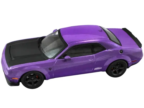 2018 Dodge Challenger SRT Demon Plum Crazy Metallic with Matt Black Hood 1/43 Diecast Model Car by IXO Models #2