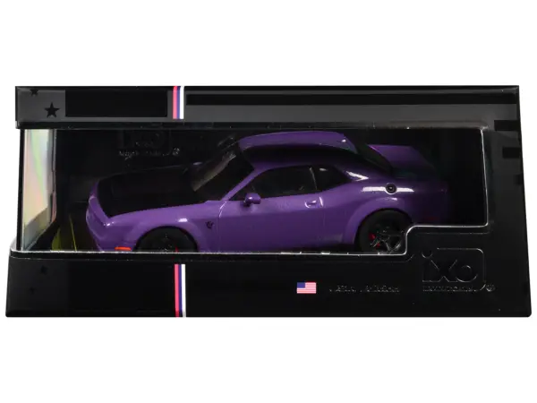 2018 Dodge Challenger SRT Demon Plum Crazy Metallic with Matt Black Hood 1/43 Diecast Model Car by IXO Models #3