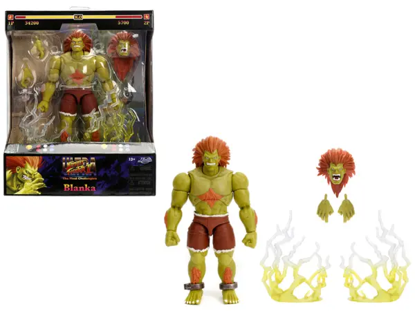 Blanka 7.5" Moveable Figure with Accessories and Alternate Head and Hands "Ultra Street Fighter II: The Final Challengers" (2017) Video Game Model by Jada #1