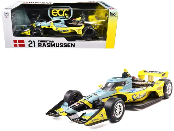 Dallara IndyCar #21 Christian Rasmussen "Splenda" Ed Carpenter Racing (Road Course Configuration) "NTT IndyCar Series" (2025) 1/18 Diecast Model Car by IXO Models #1