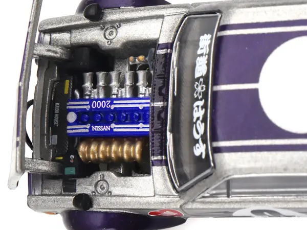 Nissan Skyline 2000GT-R (KPGC10) "Kaido Works V1" RHD (Right Hand Drive) #0 Silver Metallic with Purple Stripes (Designed by Jun Imai) "Kaido House" Special 1/64 Diecast Model Car by Mini GT #3