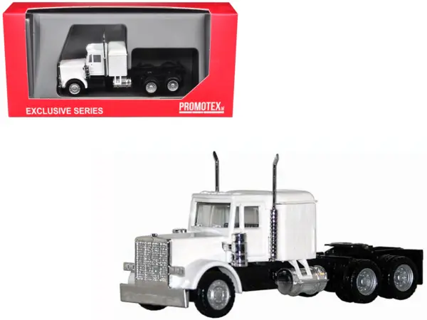 Peterbilt Long Tractor White 1/87 (HO) Plastic Model Car by Promotex #1