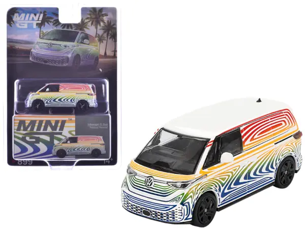 Volkswagen ID. Buzz Van Prototype "Rainbow" Limited Edition 1/64 Diecast Model Car by Mini GT #1