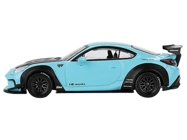 Toyota GR86 "LB-Nation - Liberty Walk" Baby Blue with Carbon Hood Limited Edition 1/64 Diecast Model Car by Mini GT #2