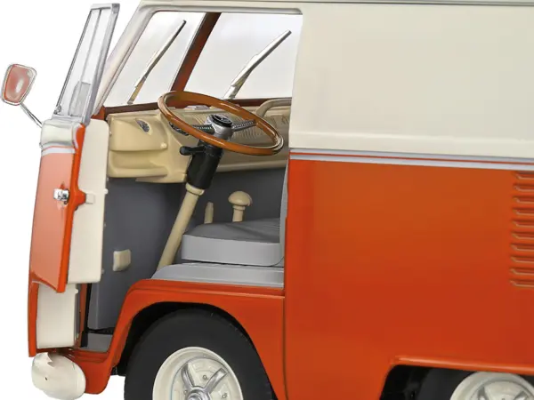 1950 Volkswagen Kool Kombi Van with Trailer Orange and White 1/18 Diecast Model Car by Solido #2
