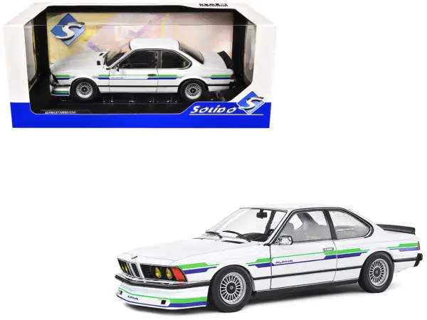 1984 BMW Alpina B7 Turbo (E24) White with Blue and Green Graphics 1/18 Diecast Model Car by Solido #1