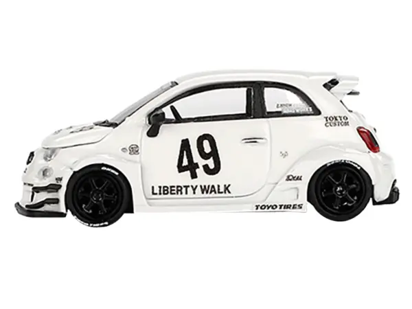ABARTH 595 #49 "LB-Works x Abas Works" Gara White Limited Edition 1/64 Diecast Model Car by Mini GT #2