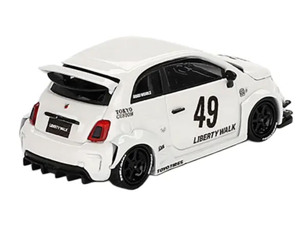 ABARTH 595 #49 "LB-Works x Abas Works" Gara White Limited Edition 1/64 Diecast Model Car by Mini GT #3