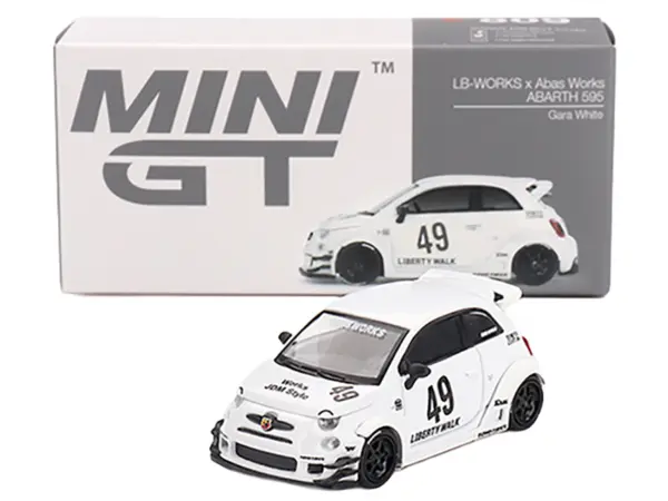 ABARTH 595 #49 "LB-Works x Abas Works" Gara White Limited Edition 1/64 Diecast Model Car by Mini GT #4