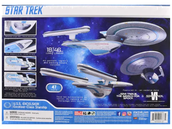 Skill 2 Model Kit U.S.S. Excelsior NX-2000 Space Ship "Star Trek III: The Search for Spock" (1984) Movie 1/1000 Scale Model by AMT #4