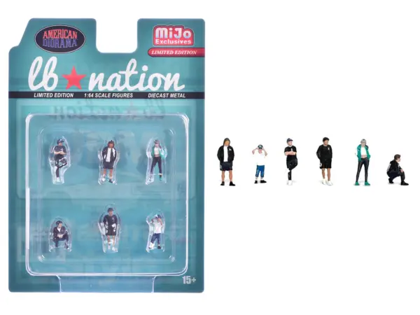 "Liberty Walk LB Nation" 6 piece Diecast Figure Set Limited Edition for 1/64 Scale Models by American Diorama #1