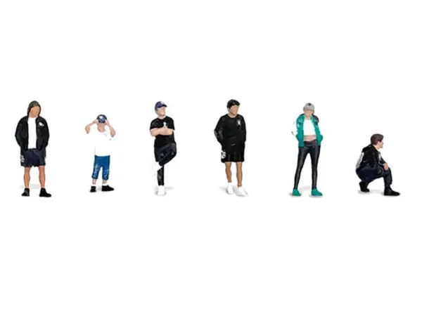 "Liberty Walk LB Nation" 6 piece Diecast Figure Set Limited Edition for 1/64 Scale Models by American Diorama #2