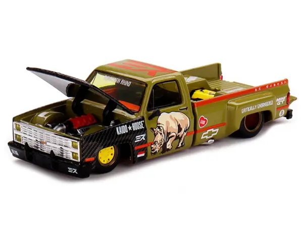 Chevrolet Silverado Dually Pickup Truck "Sumatran Rhino" Tan and Carbon with Graphics (Designed by Jun Imai) "Kaido House" Special 1/64 Diecast Model Car by Mini GT #2