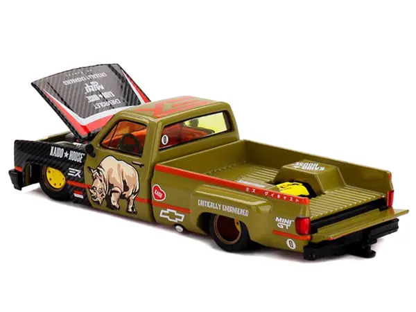 Chevrolet Silverado Dually Pickup Truck "Sumatran Rhino" Tan and Carbon with Graphics (Designed by Jun Imai) "Kaido House" Special 1/64 Diecast Model Car by Mini GT #4