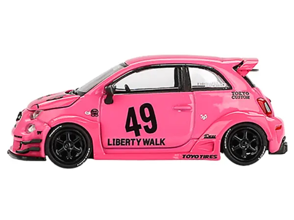 ABARTH 595 #49 "LB-Works x Abas Works" Pink Limited Edition 1/64 Diecast Model Car by Mini GT #2