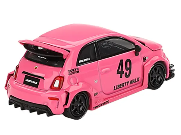 ABARTH 595 #49 "LB-Works x Abas Works" Pink Limited Edition 1/64 Diecast Model Car by Mini GT #3