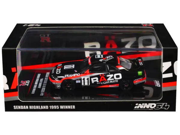 Nissan Skyline GT-R (R33) RHD (Right Hand Drive) #11 "Razo Trampio" N1 Super Endurance Series "Sedan Highland" (1995) 1/64 Diecast Model Car by Inno Models #3