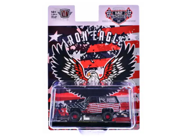 1974 Chevrolet K5 Blazer "Iron Eagle" Dark Blue with American Flag Graphics Limited Edition to 5500 pieces Worldwide 1/64 Diecast Model Car by M2 Machines #3